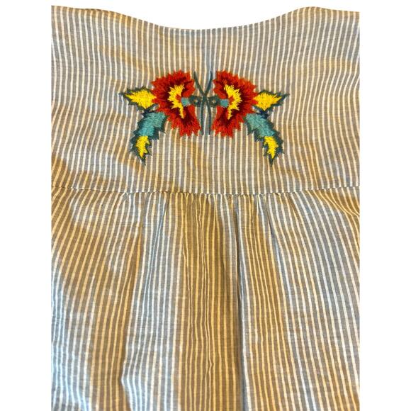 THML Gray and White Striped Dress with Floral Embroidery - Size S - Picture 12 of 14